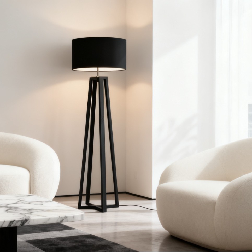 Cross-border modern minimalist sofa standing lamp, creative designer Nordic wood art floor lamp for living room and bedroom full figure