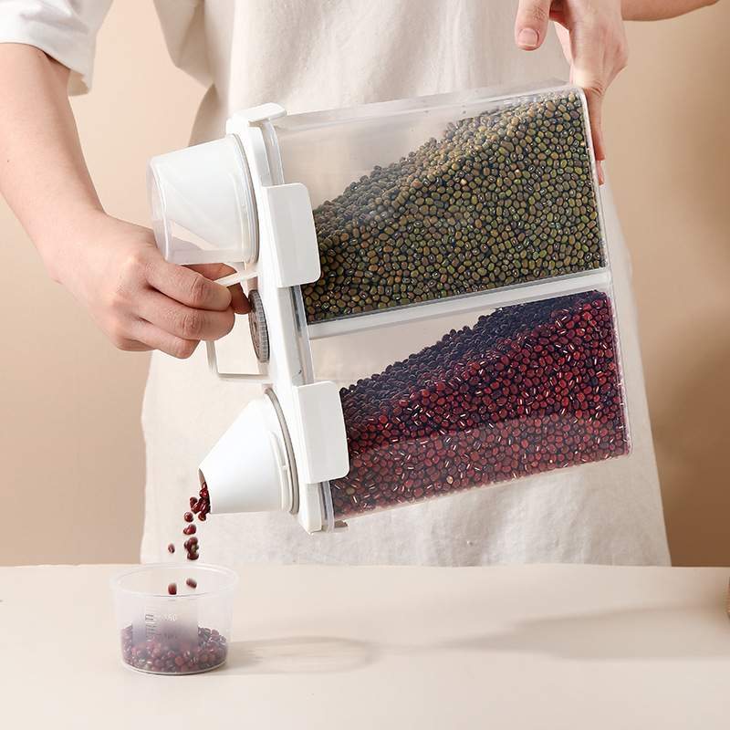 Japanese-style plastic rice bucket, 20 jin moisture-proof transparent rice storage box, household kitchen rice container, flour and grain bucket, preservation box Specification image