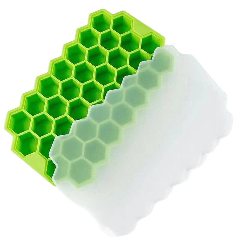 Ice cube mold, home ice cube box, ice cube mold, baby food, creative honeycomb with lid, 37 compartments, ice cube refrigerator, homemade Item Picture