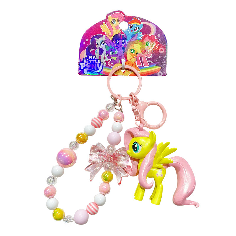 Baimao genuine My Little Pony exquisite beaded keychain, cute and rare soft injection-molded doll schoolbag pendant Item Picture