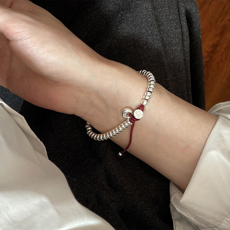 Safe and Joyful s925 sterling Silver bracelet for Women, a niche red string bracelet with an ins style, a versatile bracelet