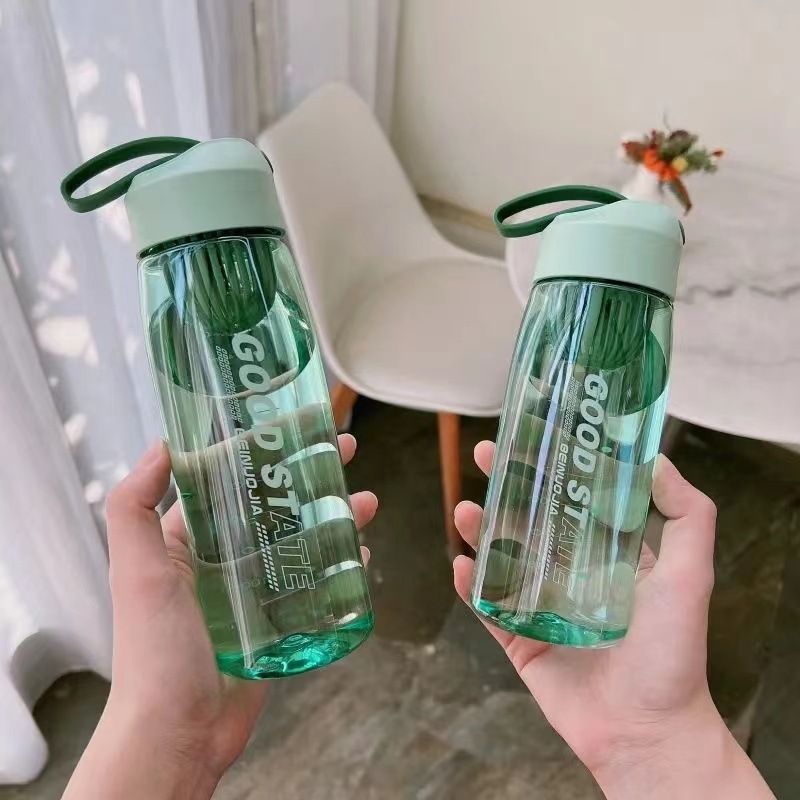 新款大容量水杯高颜值户外便携滤网随手杯创意带提绳运动塑料水壶产品图