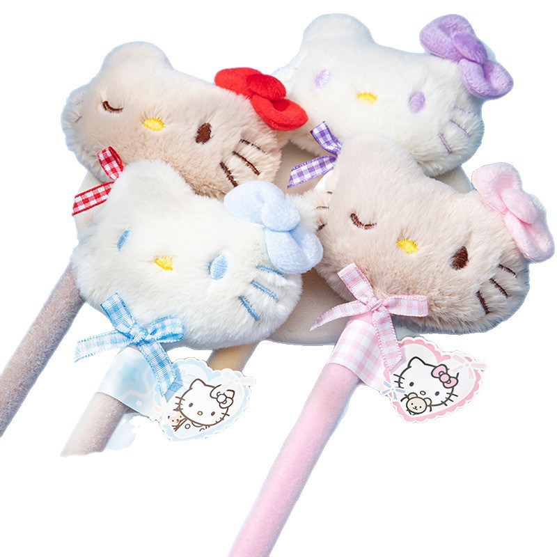 Creative plush bestseller Hello Kitty gel pen, cute and smooth for students to write with, press the gel pen Item Picture