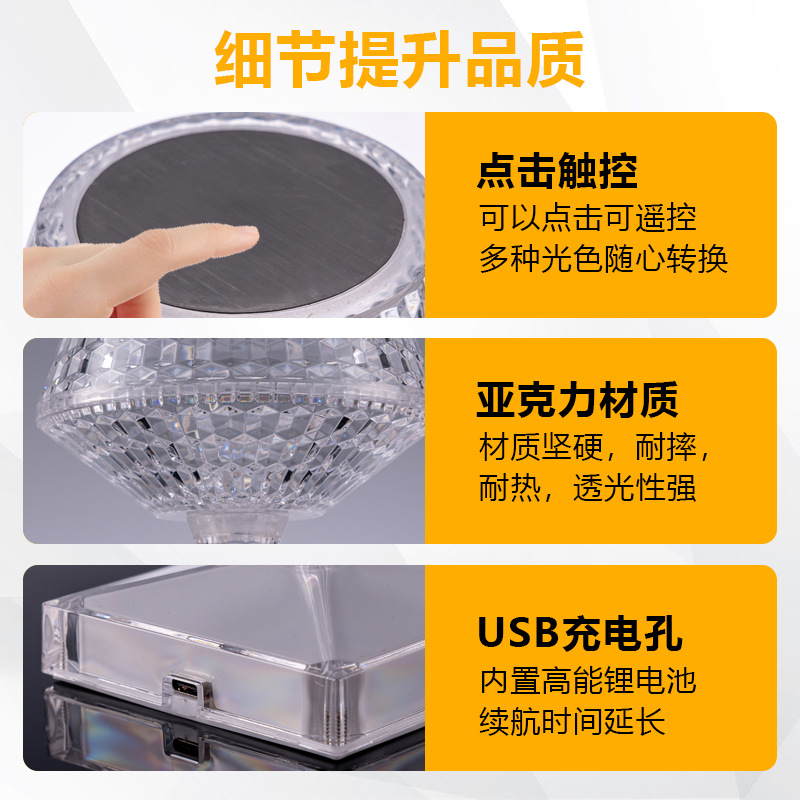 Crossover cristal lámpara de mesa ins viento luz de lujo dormitorio cabeza de cama lámpara de ambiente al aire libre lámpara de mesa touch bar luz de noche pequeña led Specification image