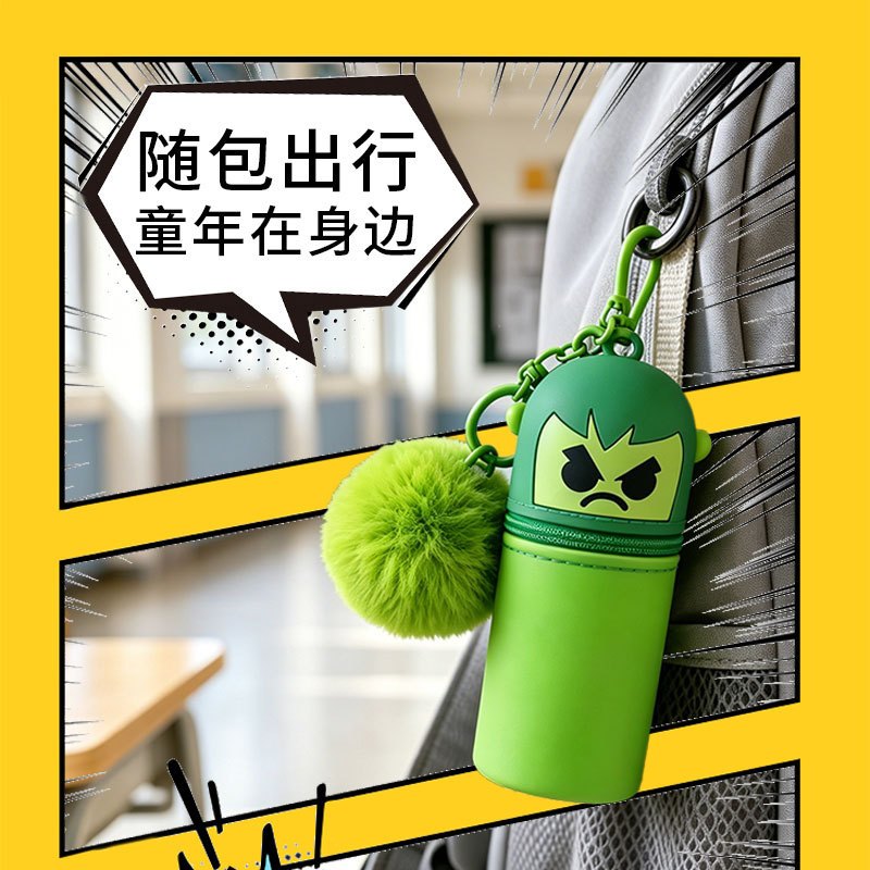漫威正版蜘蛛侠硅胶零钱包可爱毛球挂件迷你直筒耳机口红收纳包细节图