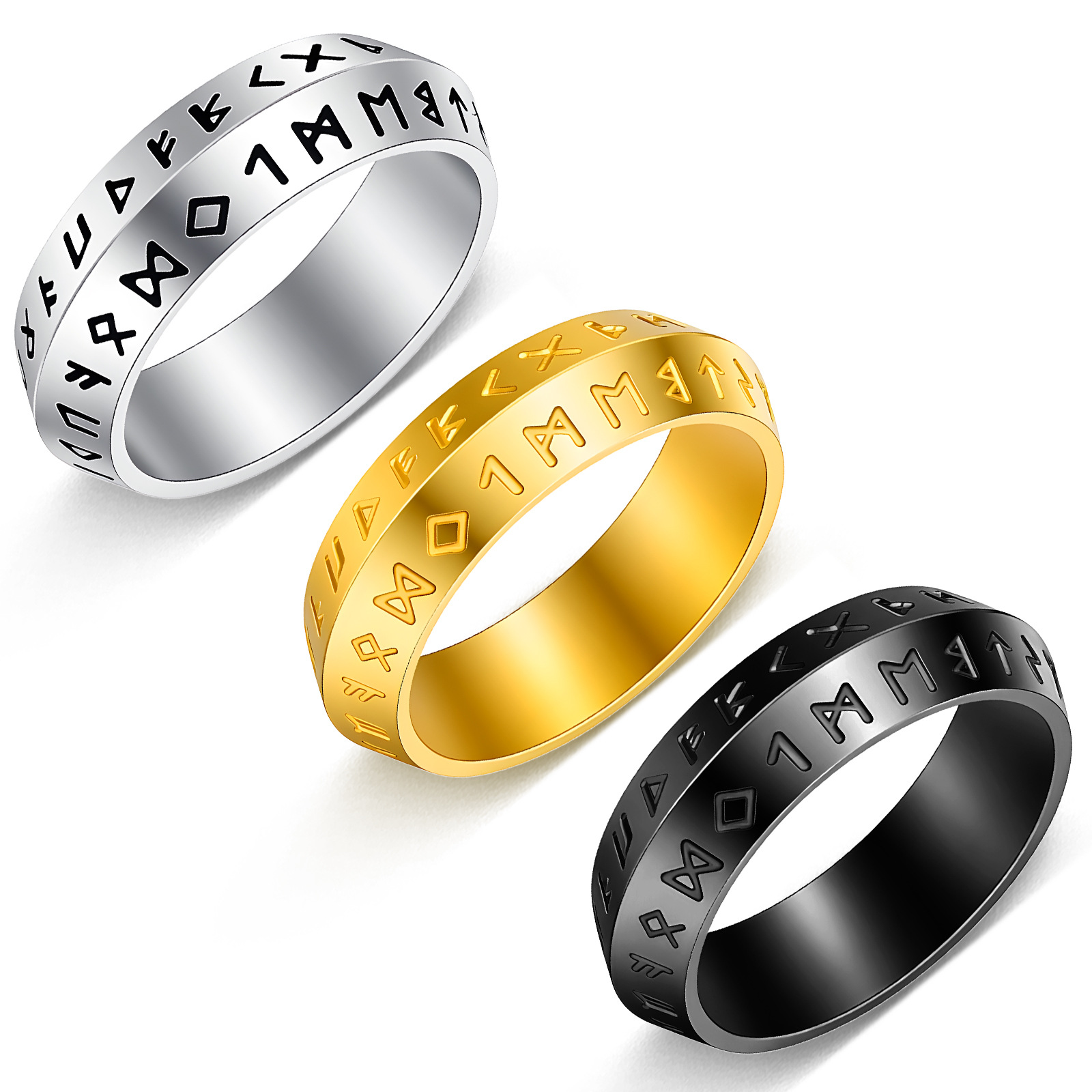 The new Viking ring and Rune ring of cross-border jewelry from Europe and America symbolize fate, the future and boundless power