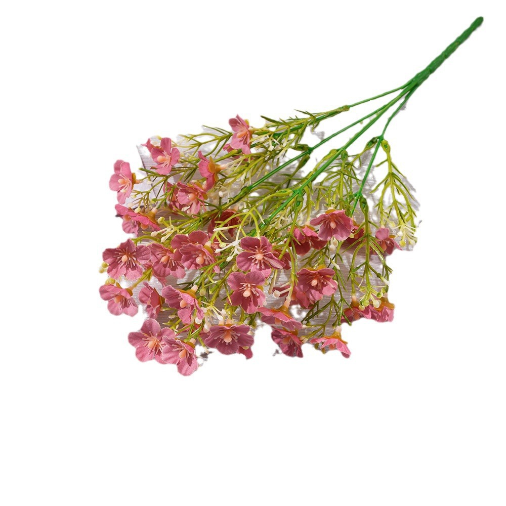 仿真花DIY发饰配件/假花/5朵塑膠花/仿真花/假花批发白底实物图