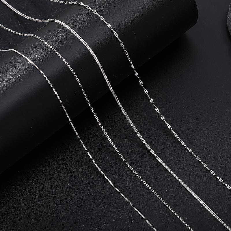 项链女锁骨链裸链无吊坠O字链肖邦链瓦片链盒仔链925纯银饰品尾链