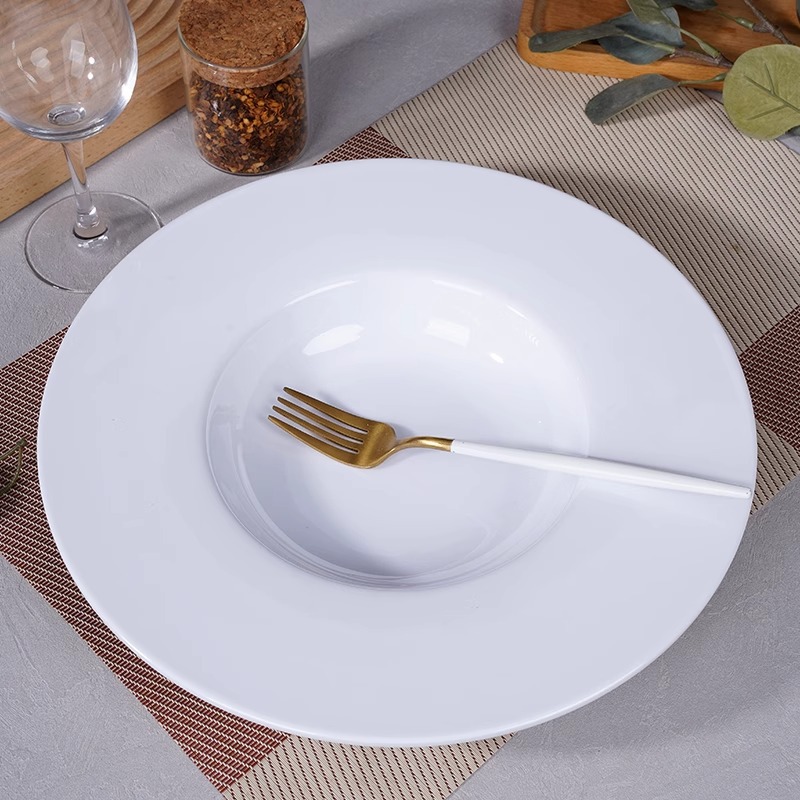 Melamine white straw hat plate, pasta plate, Western meal plate, Western soup bowl plate, longevity noodle bowl, tableware with printed logo, melamine tableware set bowl, melamine plate tray, spoon plate, cup, fruit plate basket, food-grade customization