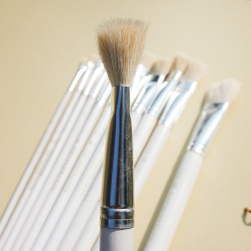 Pure sheep tail flat brush set, sheep hair flat head brush water chalk oil brush for students, Hangzhou Artists Gallery Specification image
