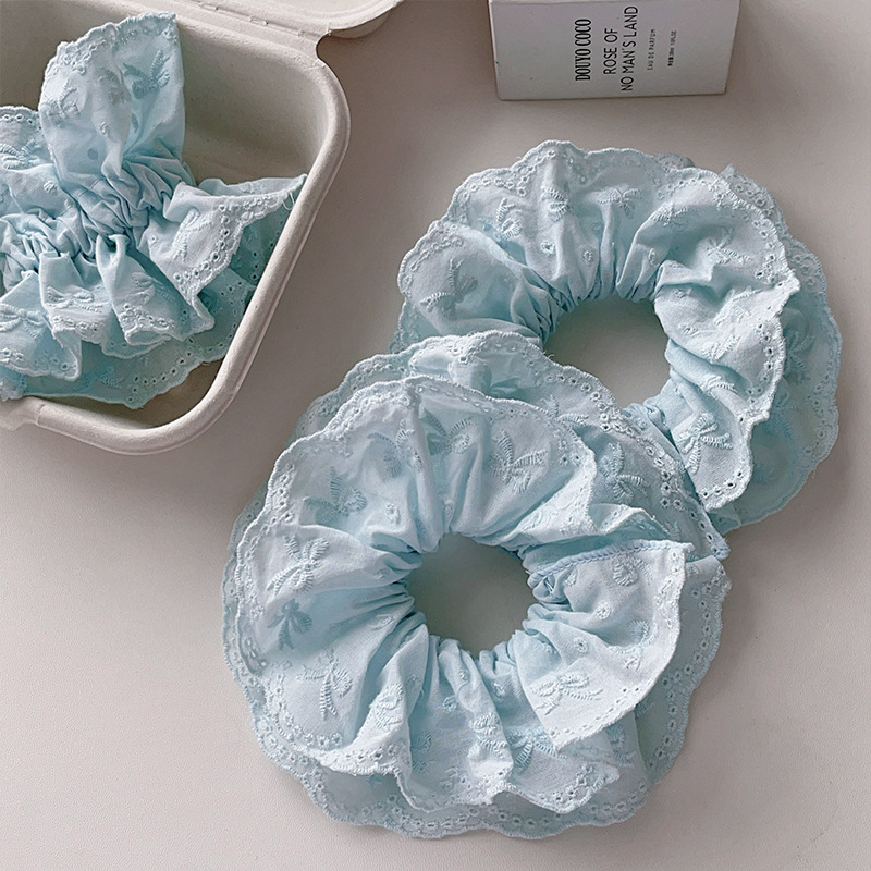 赵露思同款蕾丝花边大肠发圈春夏新款高级感头绳扎高马尾皮筋发饰