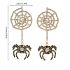 Halloween atmosphere earrings, European and American cross-border spider web rhinestone earrings, trendy and individual black spider diamond-encrusted party earrings wholesale Specification image