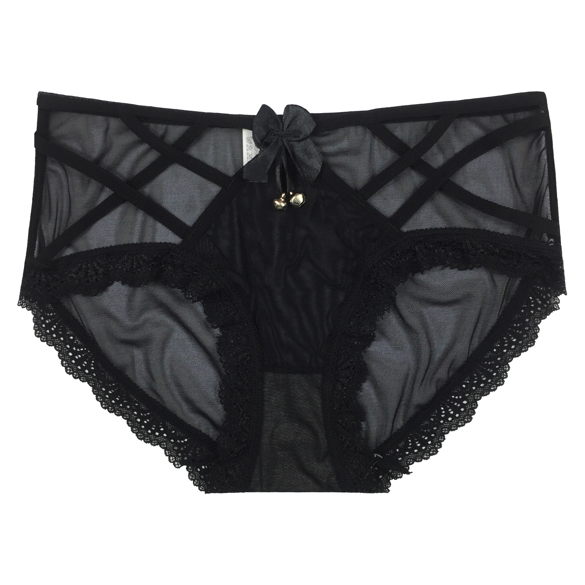 # Best-selling Women's Lace underwear with bell bow, graphene antibacterial crotch strap, cross-cut and high-elastic midwaist # Item Picture