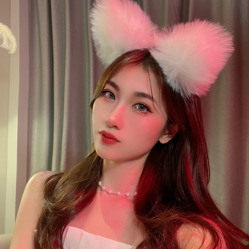 New Korean-style plush cat ear headband with glowing fox ears, factory direct supply for women, the same style hair band as in live-streaming by Internet celebrities Specification image
