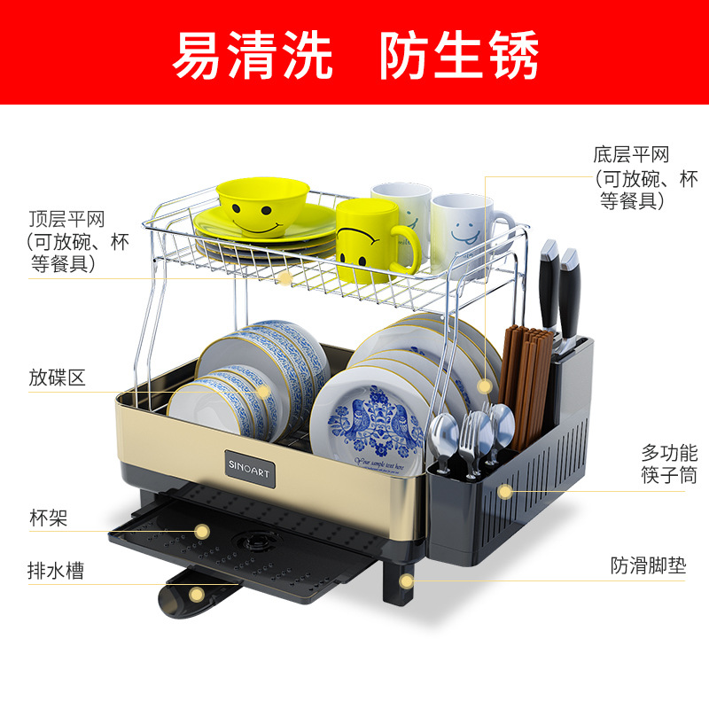 厂家家用厨房用品收纳置物架晾碗架韩式沥水架不锈钢碗碟架定制 Application Scenario