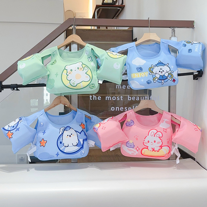 Wholesale of cotton-padded baby buoyancy vests, non-inflatable buoyancy vests, cartoon printed children's swimming life jackets Specification image