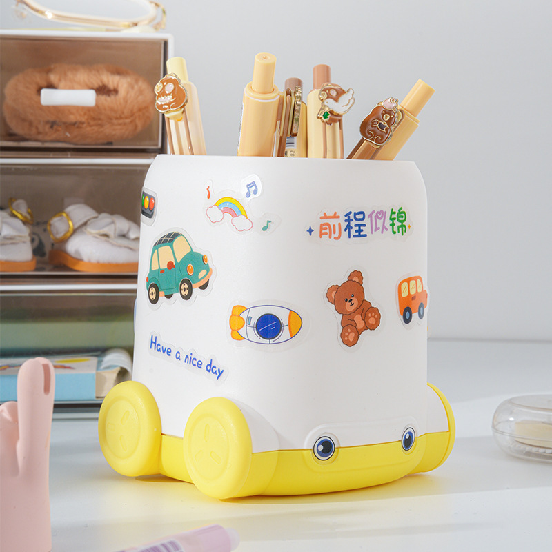 Creative cartoon car pen holder, cute and good-looking, student desktop stationery, multi-functional large-capacity storage bucket Specification drawing