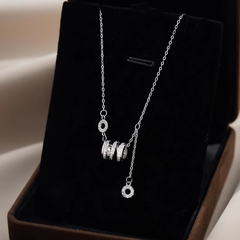 银萃999纯银小蛮腰镶钻项链新款小众轻奢高级感锁骨链圣诞节礼物