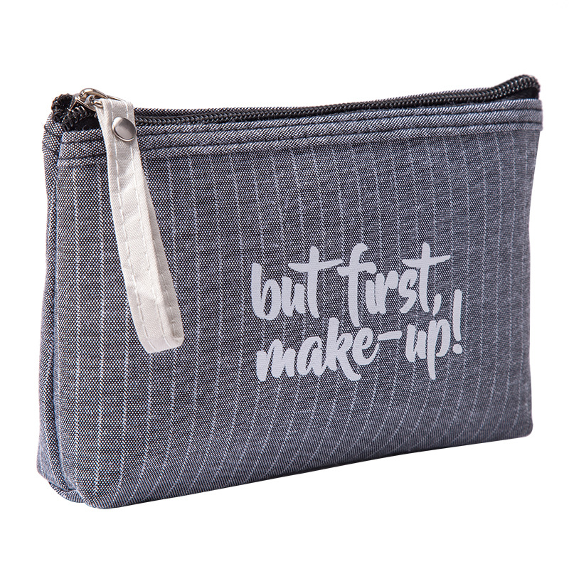 New portable English letter women's zipper makeup bag, travel toiletries storage bag and coin purse Item Picture