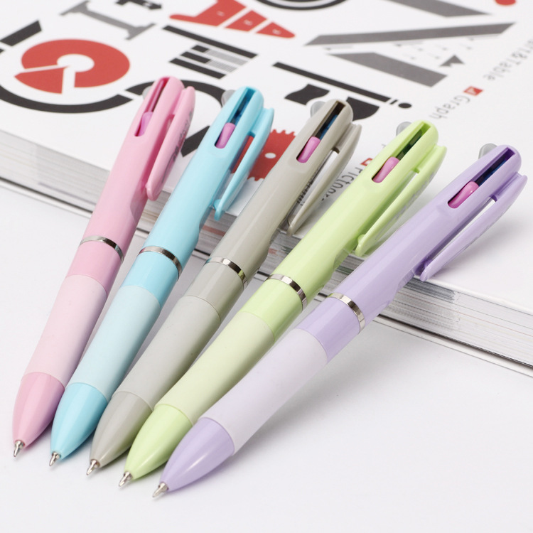 Student 3-color ballpoint pen press plastic 0.5 multi-color ballpoint pen Flower Language 5161 Ballpoint pen 48 pieces per box details Picture