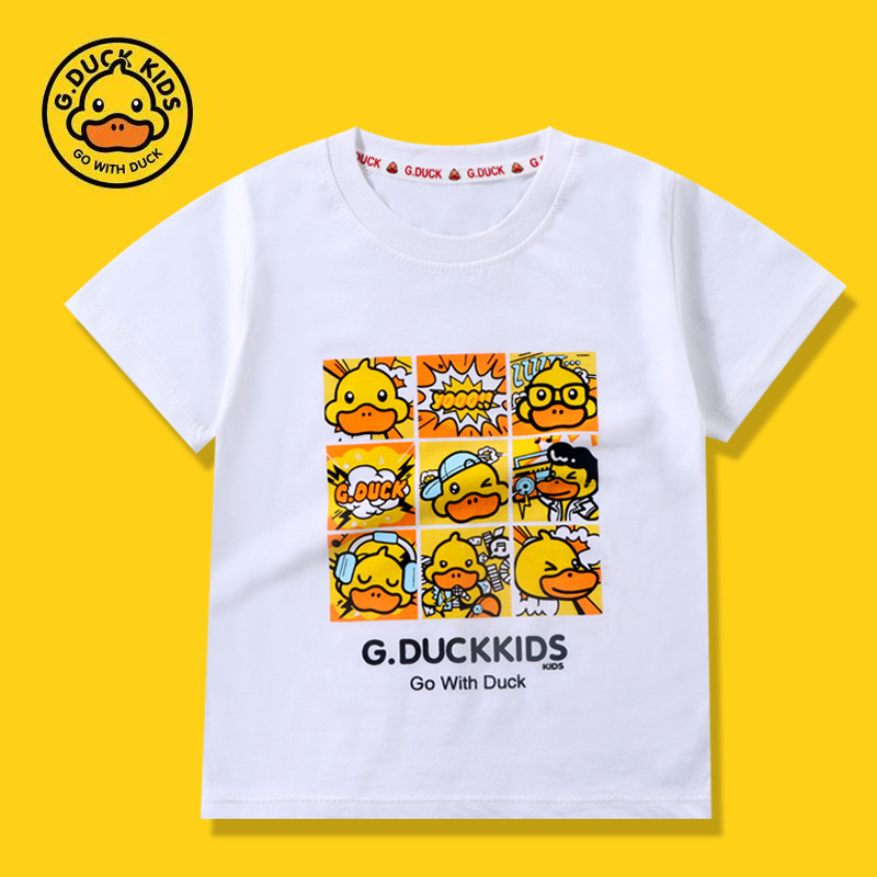 Harrow Little Yellow Duck Summer Children's pure Cotton T-shirts for boys and Girls, short-sleeved, thin casual tops, children's wear, baby summer wear