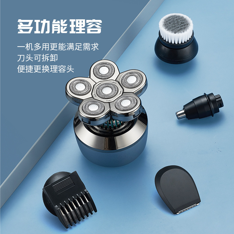 Cross-Border Six-Head Shaving Magic Tool, Men's Household Electric Hair Dresser, Multi-Functional Shaver, Intelligent Digital Display Application Scenario