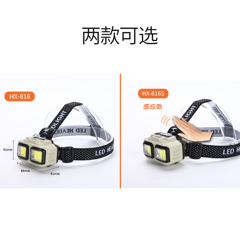 PLD Amazon rechargeable LED headlight, high-intensity long-lasting outdoor light, waterproof head-mounted sensor fishing headlight details Picture