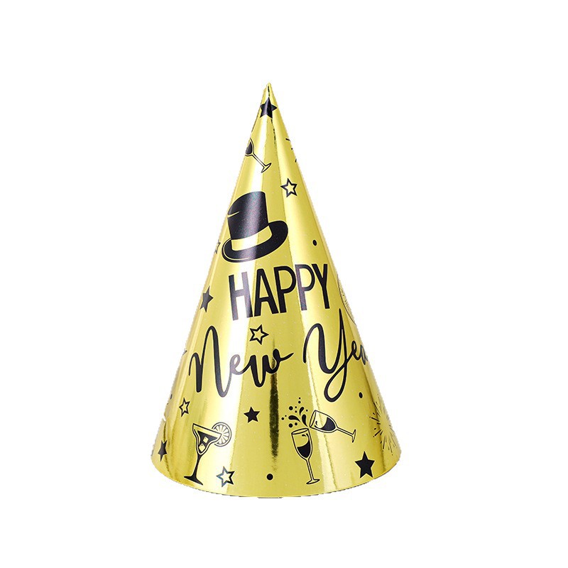 Happy New Year: New Year Party Hat, Birthday hat, Children and adults role-playing, Decoration and dressing up, gold and silver hat Item Picture