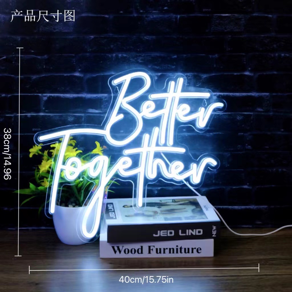 led neon lights BetterTogether Anniversary Christmas celebration party indoor and outdoor wall-mounted decorative lights details Picture