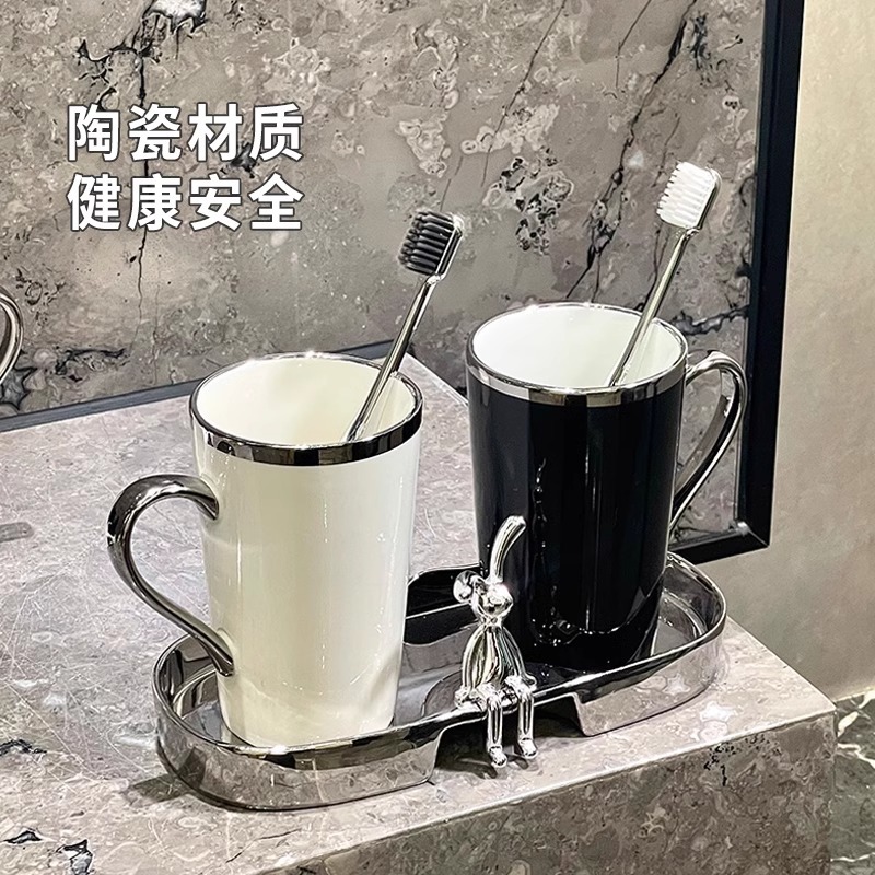Mouthwash cup, couple brushing cup, light luxury high-end ceramic household dental cup, washbasin cup, high-end toothbrush cup details Picture