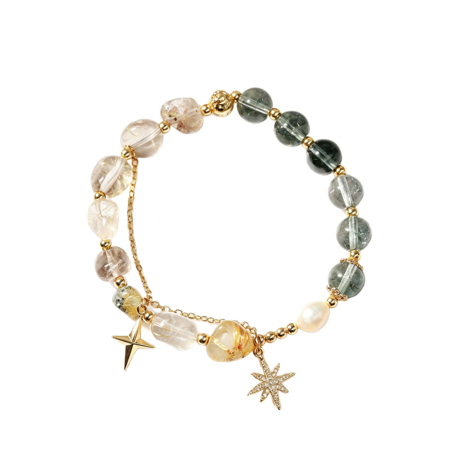 Natural white crystal original design Green Ghost bracelet Hexagram Green Ghost bracelet wholesale on Xiaohongshu and Douyin Item Picture