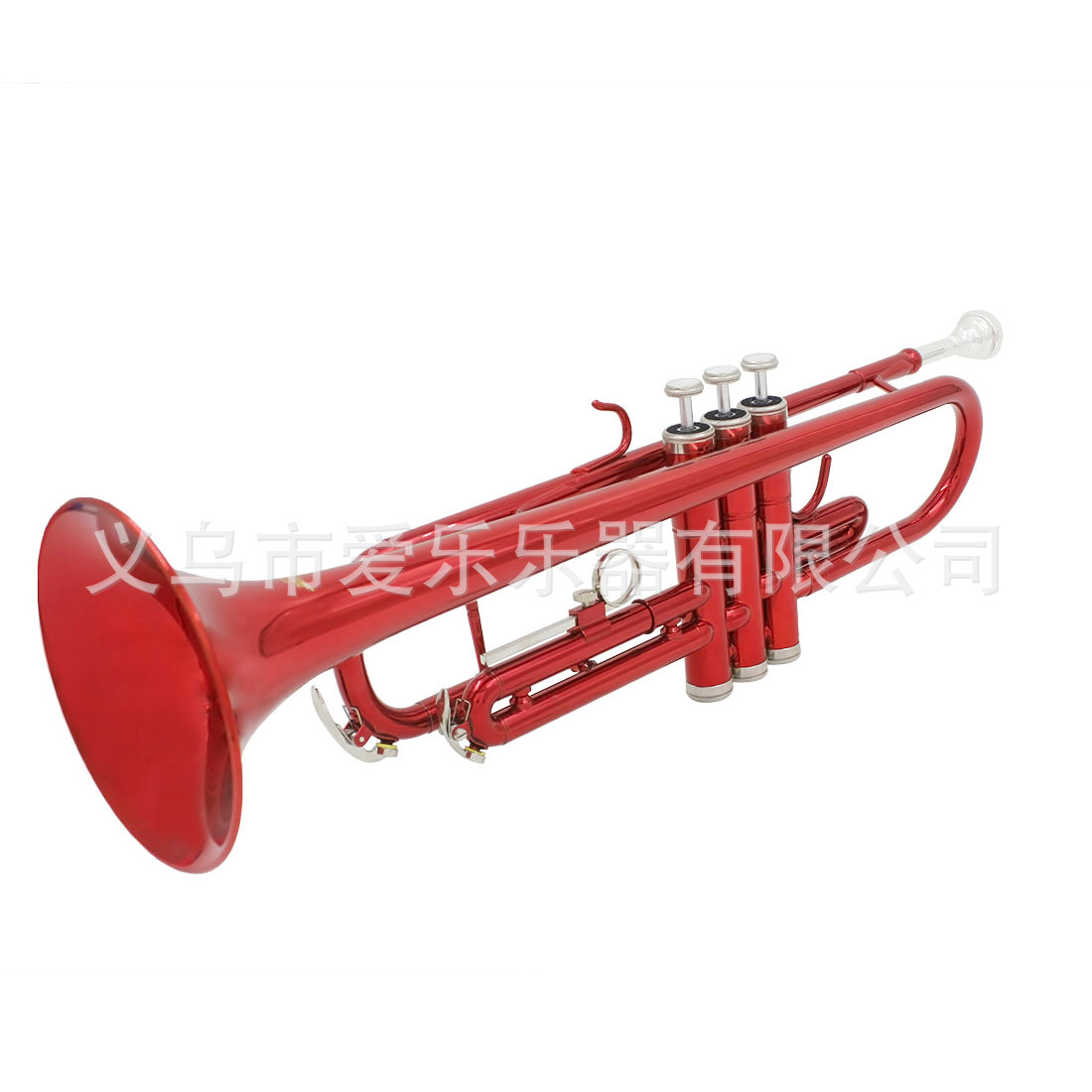 Wholesale wind band red trumpet instrument manufacturer, children and students perform B-flat three-note trumpet, drum and bugle corps instruments Specification image