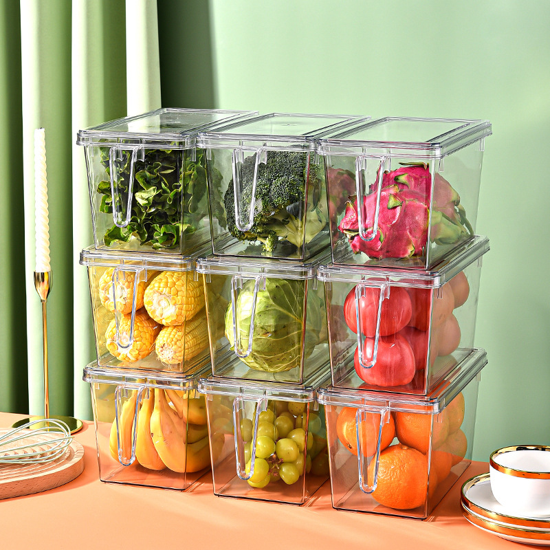 Refrigerator storage box with lid and handle, large-capacity fresh-keeping box for storing vegetables in the refrigerator, household kitchen organizing and storage box Specification image