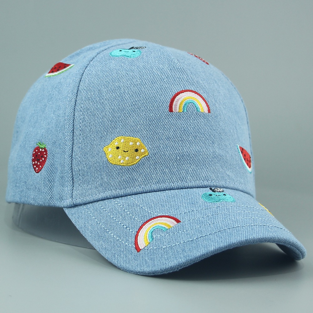 Spring and summer sun protection hats, cute fruity solid color skin-friendly cotton embroidered children's baseball caps, printed baseball caps Application Scenario