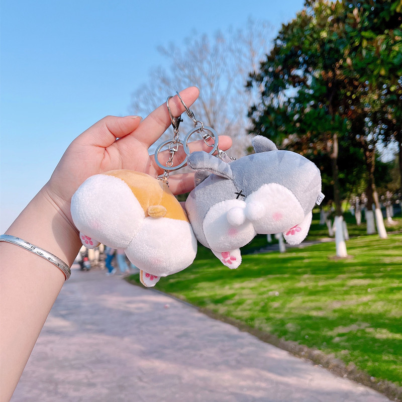创意毛绒柯基小狗屁屁钥匙扣挂件可爱小猪猫咪屁屁包包挂饰女批发产品图