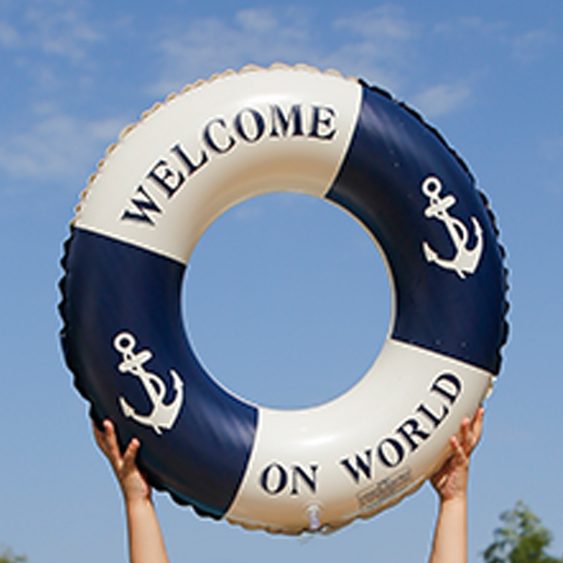 Pirate style anchor swimming rings in stock, thickened material, adult and children's armpit rings, retro color-blocking ocean-style swimming rings details Picture