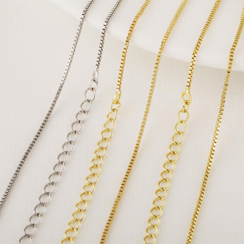 Strong color retention box necklace, copper plated with 18K real gold, copper fine chain pendant, extended DIY semi-finished necklace accessory details Picture