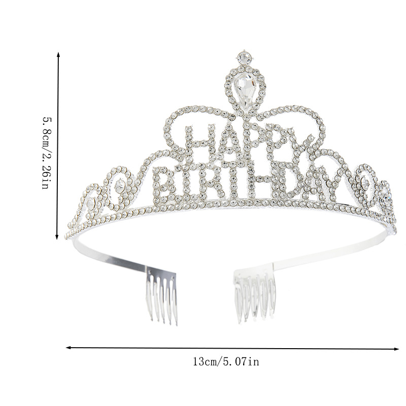 Cross-border HAPPY BIRTHDAY Crown headwear Happy Birthday Alloy English letter crown Birthday party headwear crown details Picture