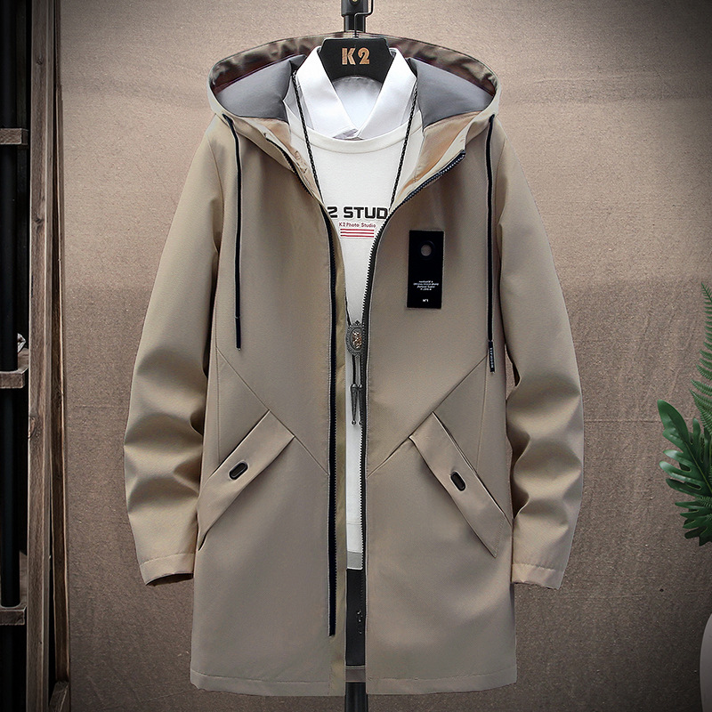 New men's spring and autumn collection: Casual, versatile and elegant mid-length trench coat for men, Korean-style trendy jacket for men Specification image