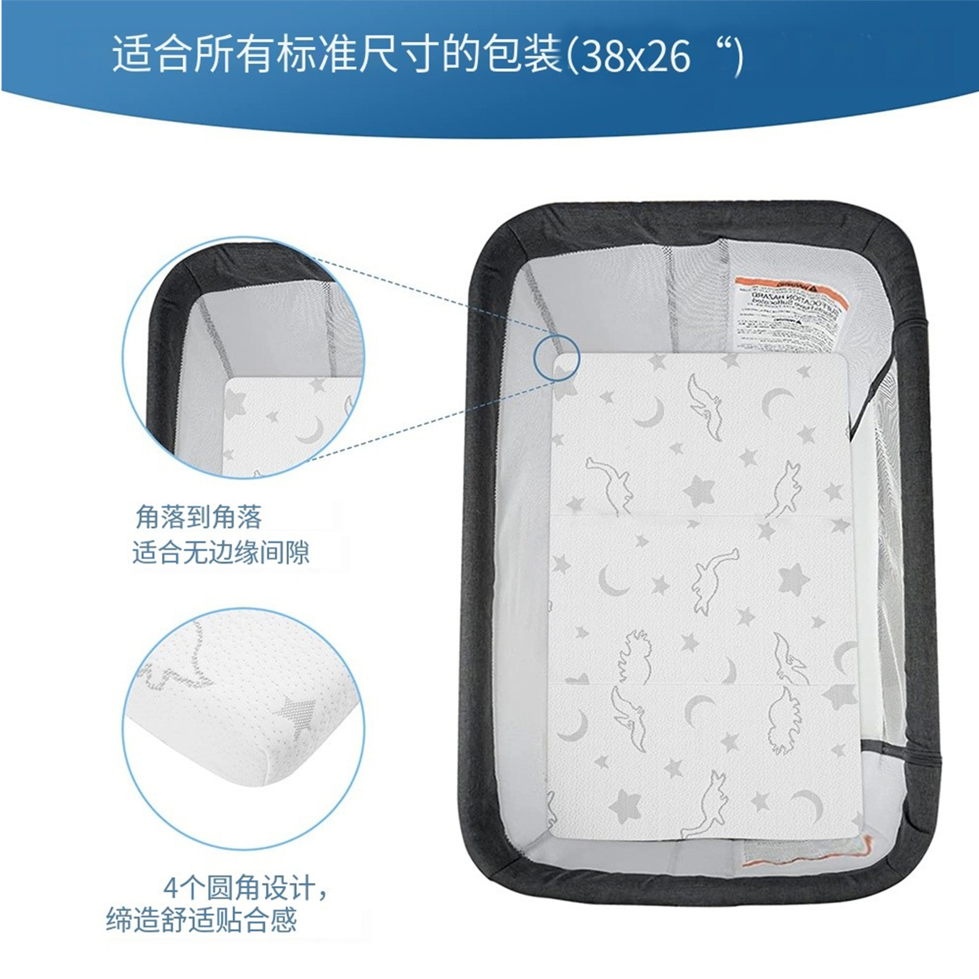 Customized Amazon best-selling baby three-fold mattress, foldable and portable memory foam mattress Item Picture