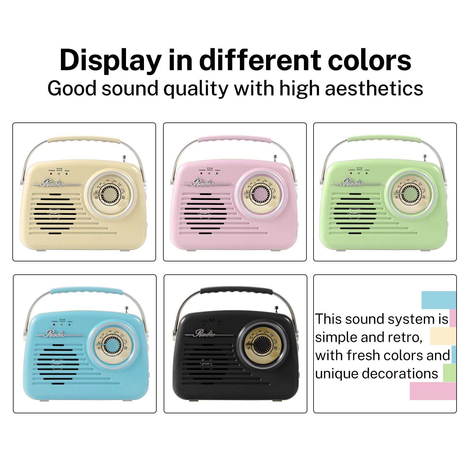 复古式 多功能 蓝牙收音机携带USB/DC细节图