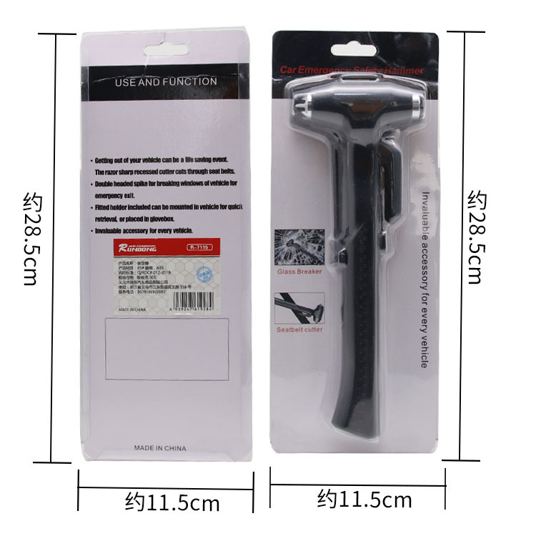 Automotive supplies: Car safety hammer tool with base, car window breaker with cutter, life-saving hammer R-7115 Application Scenario