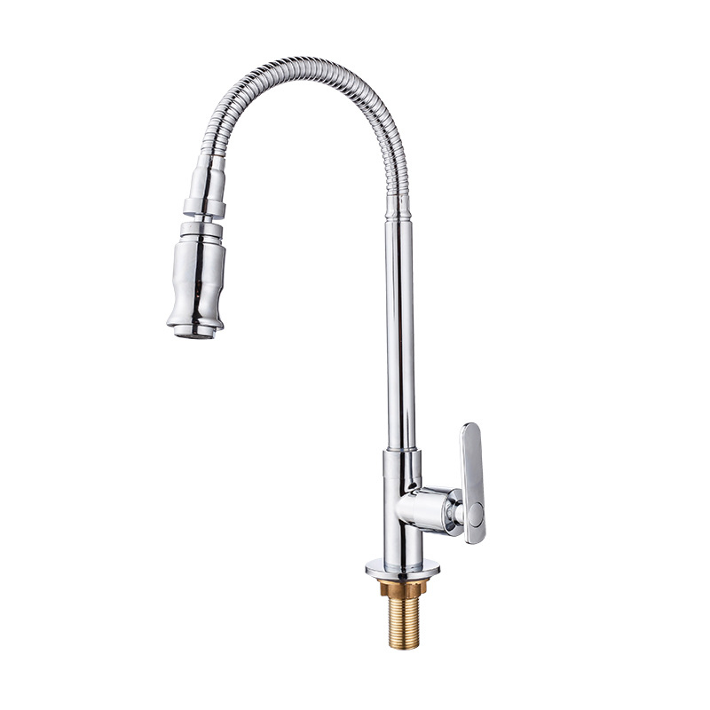 Cross-border kitchen vertical 360° rotating single-cooling faucet, sink, balcony, all-copper splash-proof faucet Item Picture