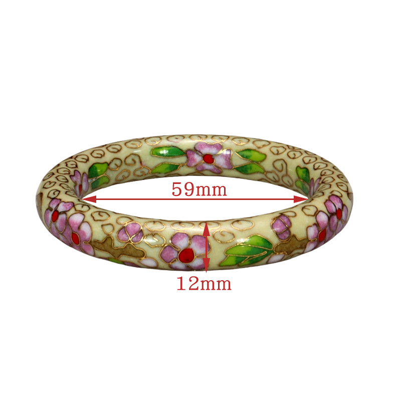 Beijing Cloisonne Classical Ethnic Style Jewelry Traditional Copper body Cloisonne Enamel 12# Round Bracelet (Plated with Real gold) Item Picture
