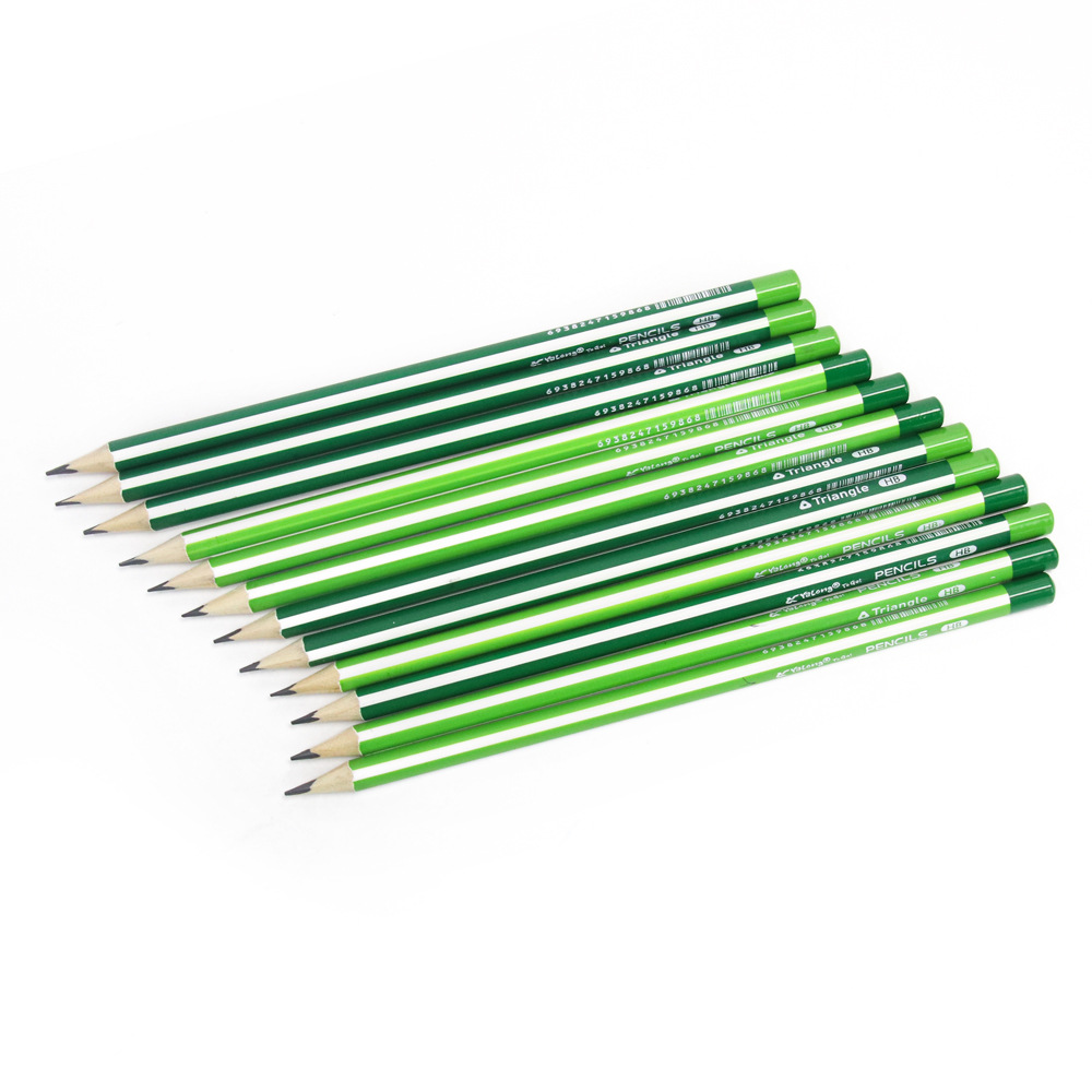 Yalong Cross-border New Design Wholesale Shenghua Stationery 12-piece Green Hardcover HB Standard Pencil Set Item Picture