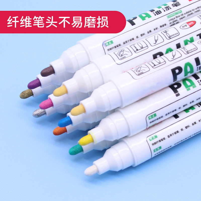 Customized multi-color graffiti paint pens, tire touch-up pens, touch-up and modification, white marker pens, oil-based LOGO labeling Specification drawing