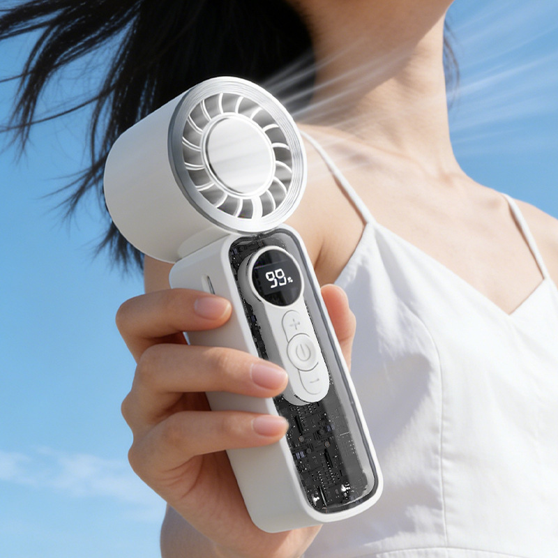 Wholesale of handheld high-speed digital display turbine mini fans with USB charging, portable outdoor high-wind mini fans details Picture