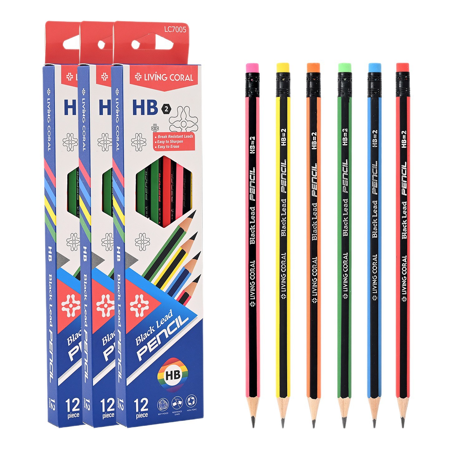 Cross border english packaging HB lápiz hexagonal premios para niños papelería de aprendizaje escolar dibujo cinta lápiz de goma Item Picture
