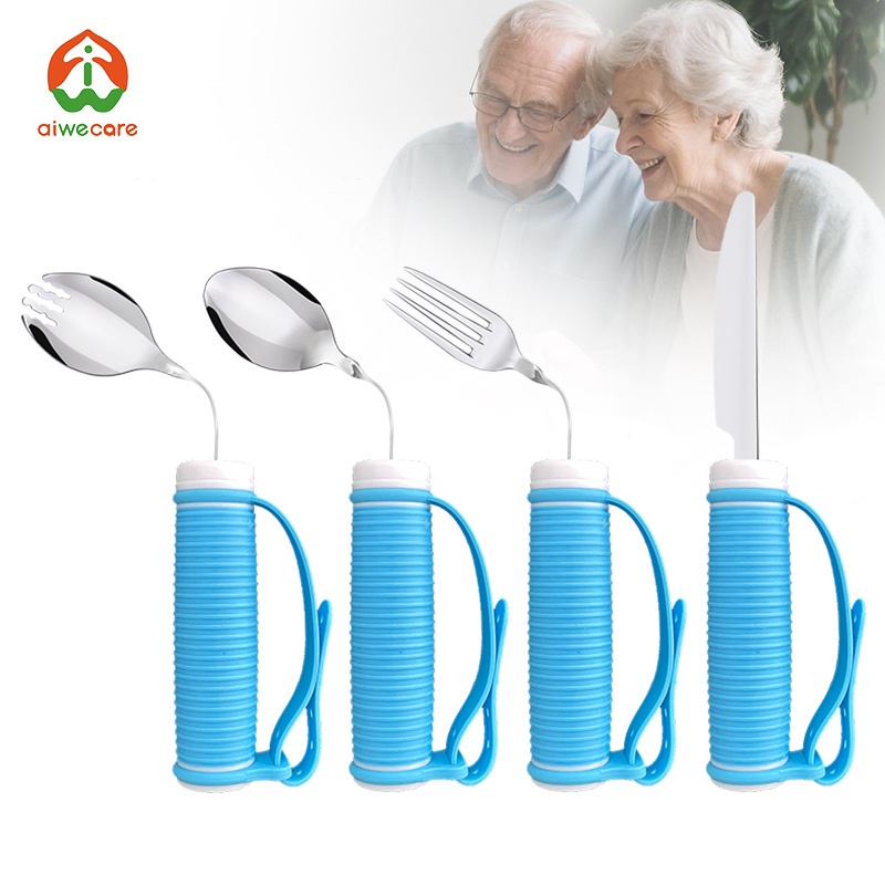 Elderly self-service dining assistance stainless steel knives, forks, spoons, anti-shake chopsticks, food-assisting tableware, rehabilitation sets, elderly products