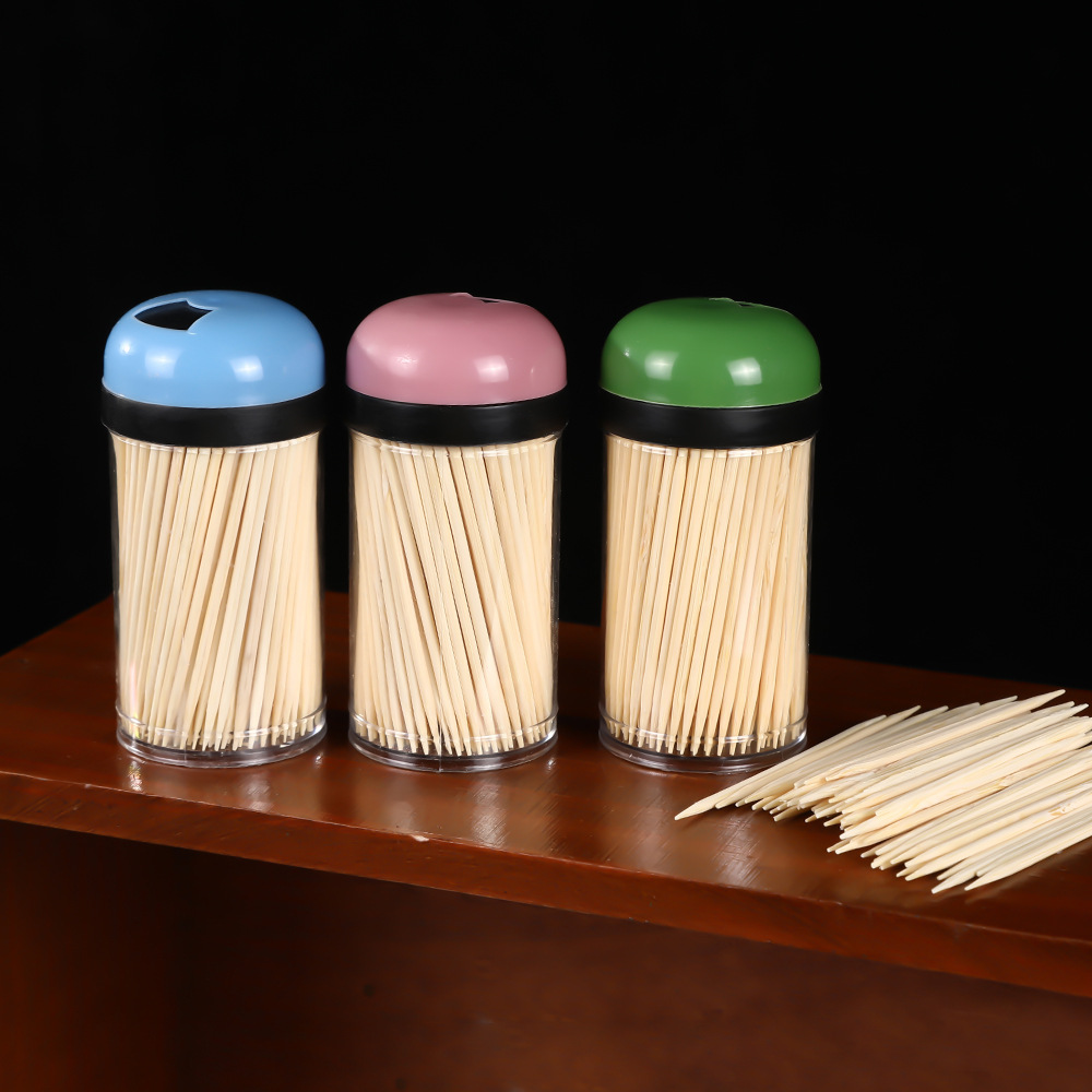 Simple and fashionable disposable wooden box labels, portable ultra-fine bamboo toothpicks, home and hotel double-ended fruit labels Specification image